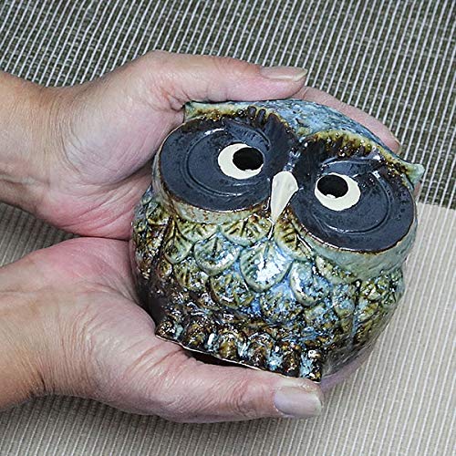 Amazon.co.jp: 信楽焼 ふくろう【3号福多郎ふくろう(青）fu-0151】 梟